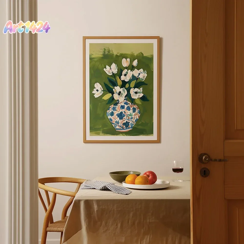 Home Decor Vase With Flowers - Peinture sur toile de fleurs colorées