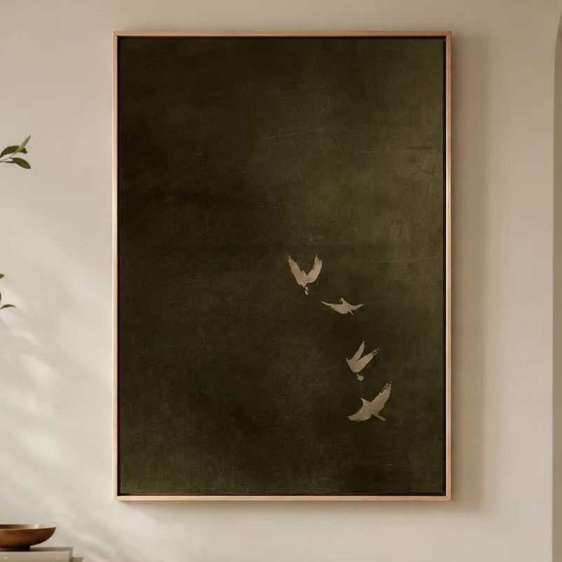 Home Decor Minimal - Toile d'art murale vert olive avec