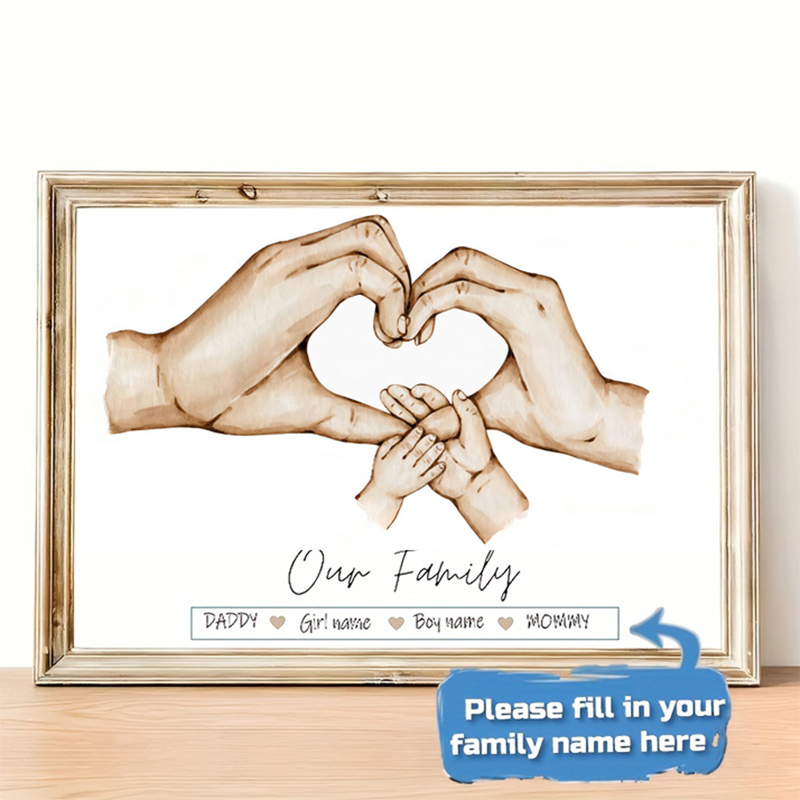 Home Decor Minimal - Affiche personnalisée à main de famille,