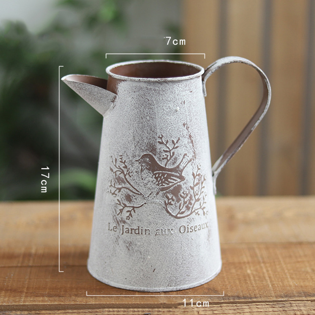 Home Decor Vase With Flowers - Seau en métal vintage pour arrangement
