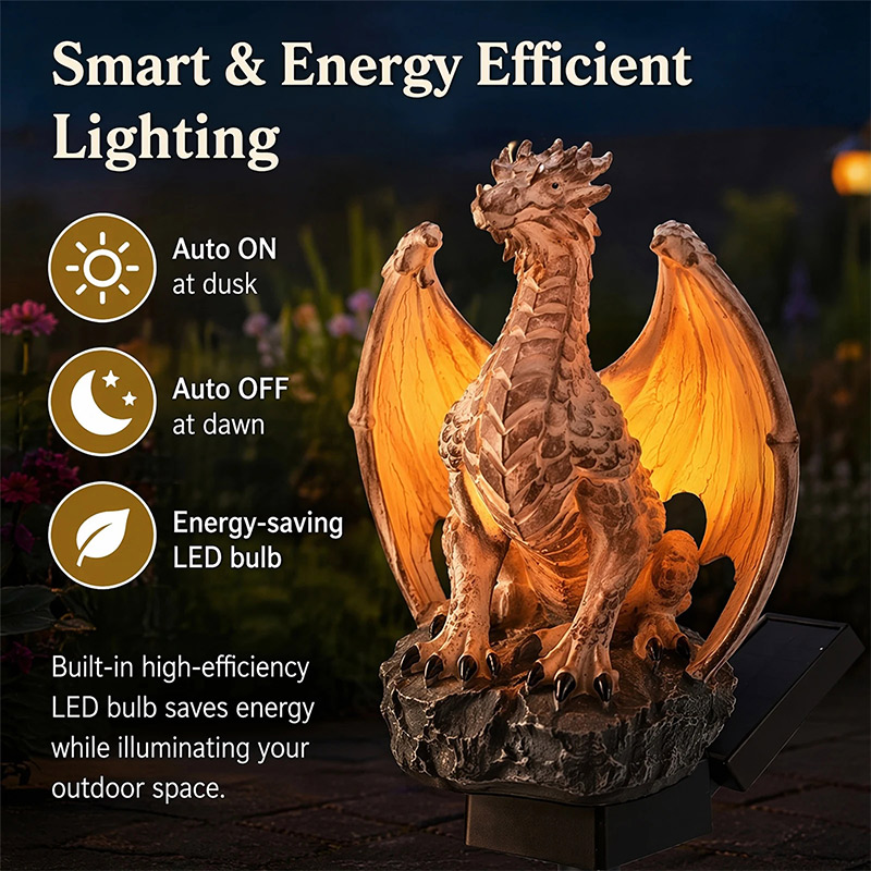 Lampe solaire de jardin Dragon - Home Decor Medieval avis et prix