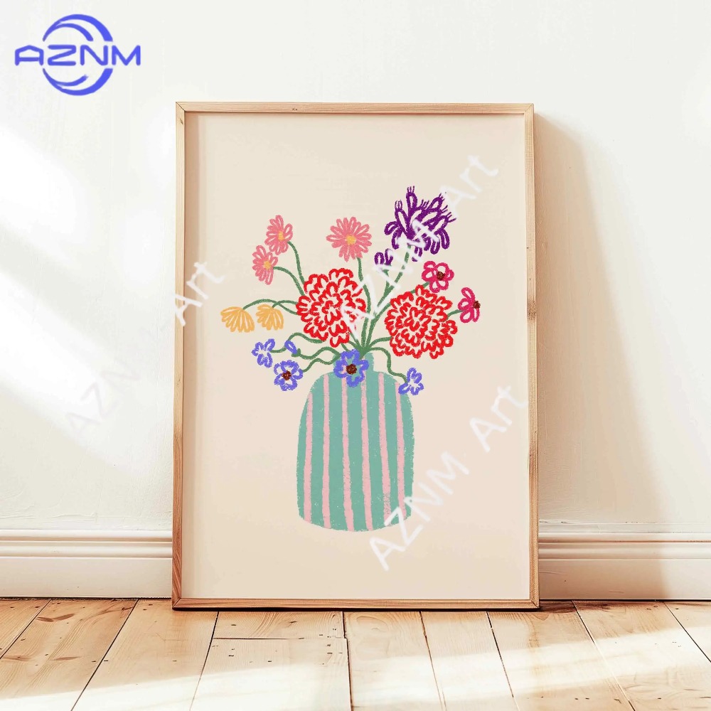 1/3 pièces Affiche abstraite d - Home Decor Vase With Flowers avis et prix